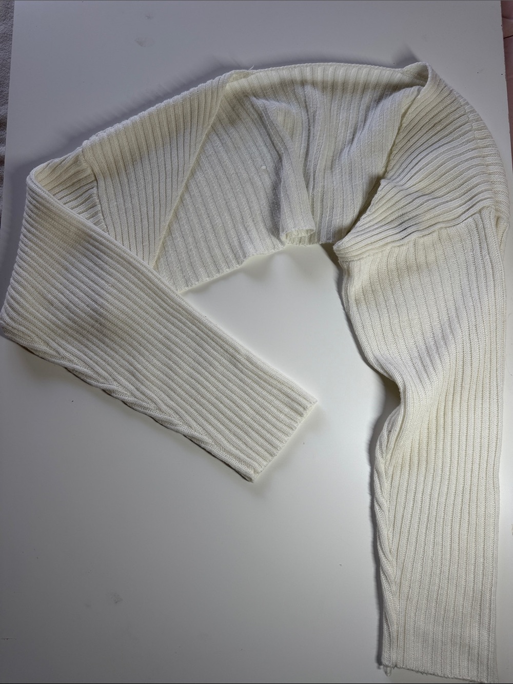 SHEIN Ivory Ribbed Long Sleeve Bolero Shrug